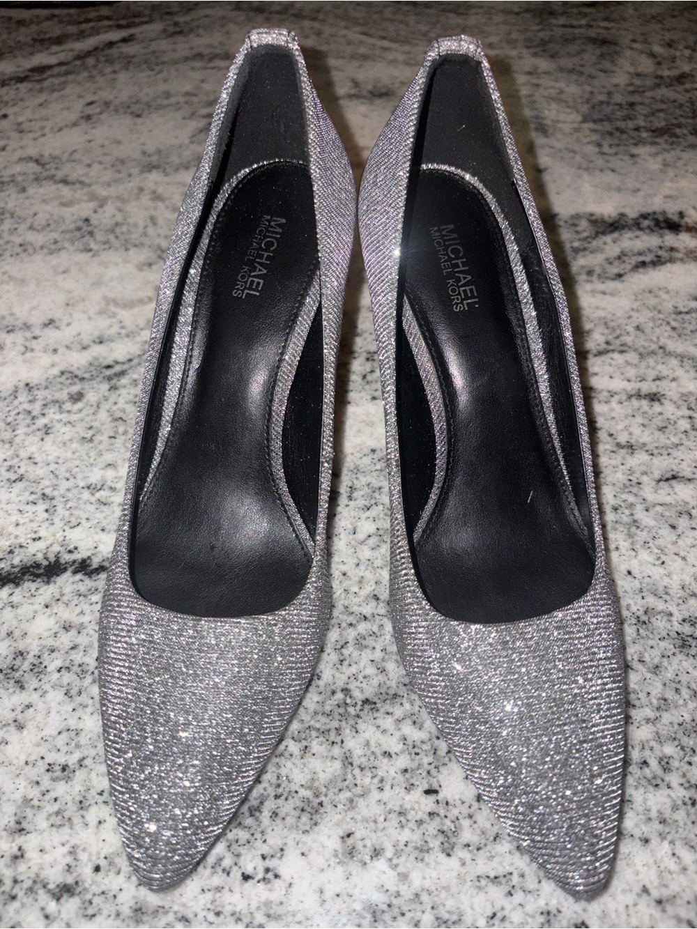 Michael Kors Silver Glitter Pointed Heels